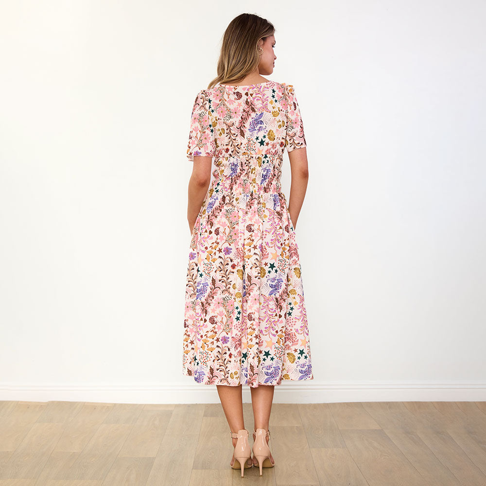 Iris Dress in wildflower vanilla print – women's dress – view 13