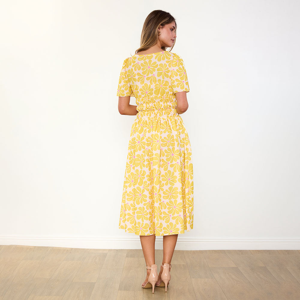 Iris Dress in yellow daisy print – women's dress – view 15