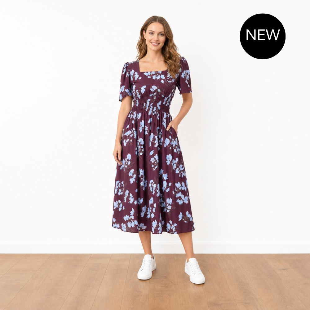 Iris Dress (Berry Blue Flower)