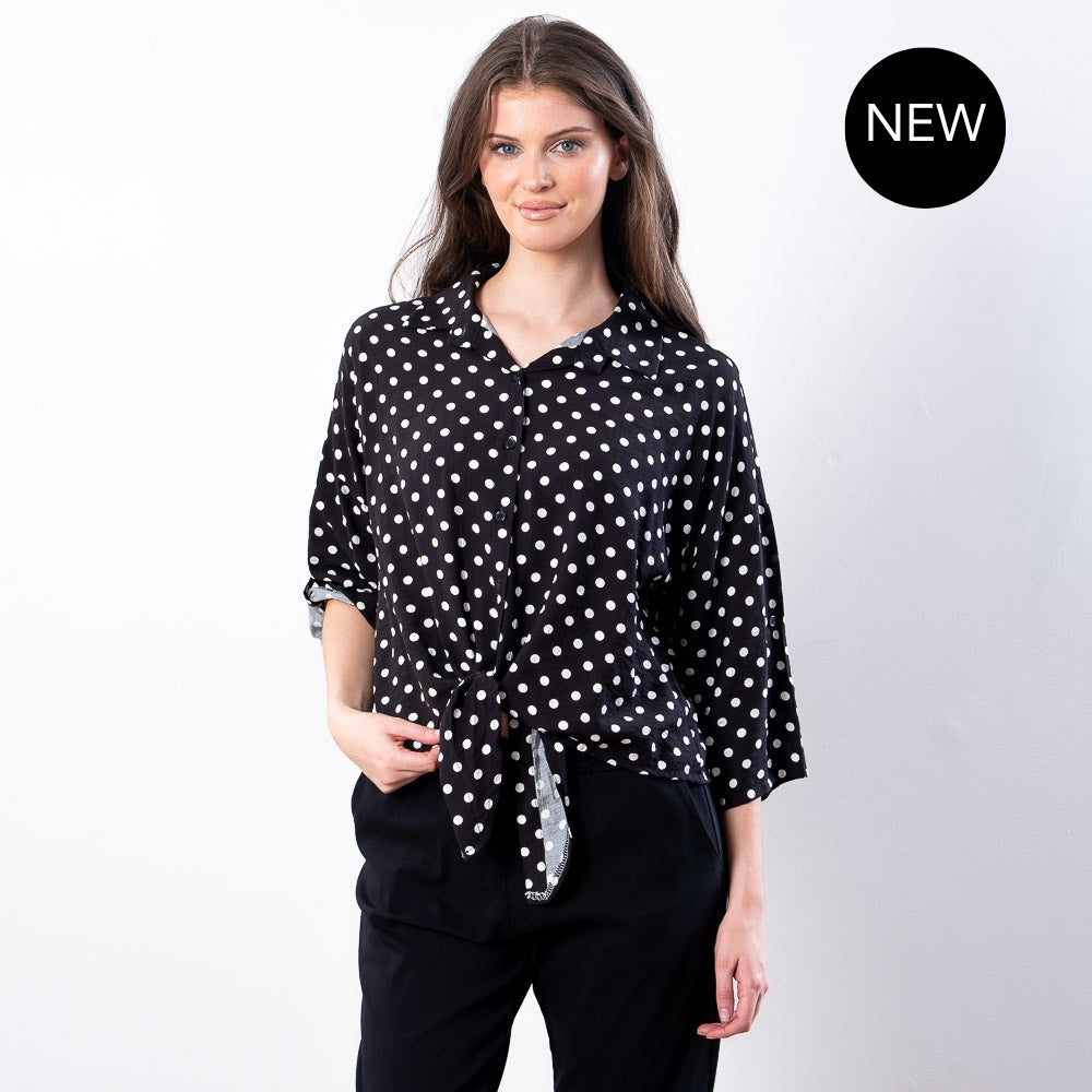 Julia Top (Black Polka Dot)