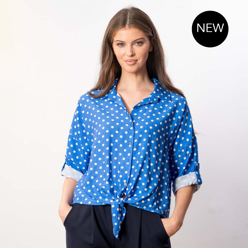 Julia Top (Blue Polka Dot)
