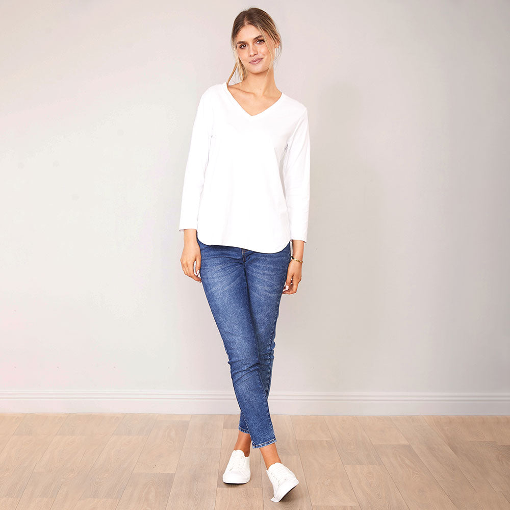 Lea Top V Neck (White)