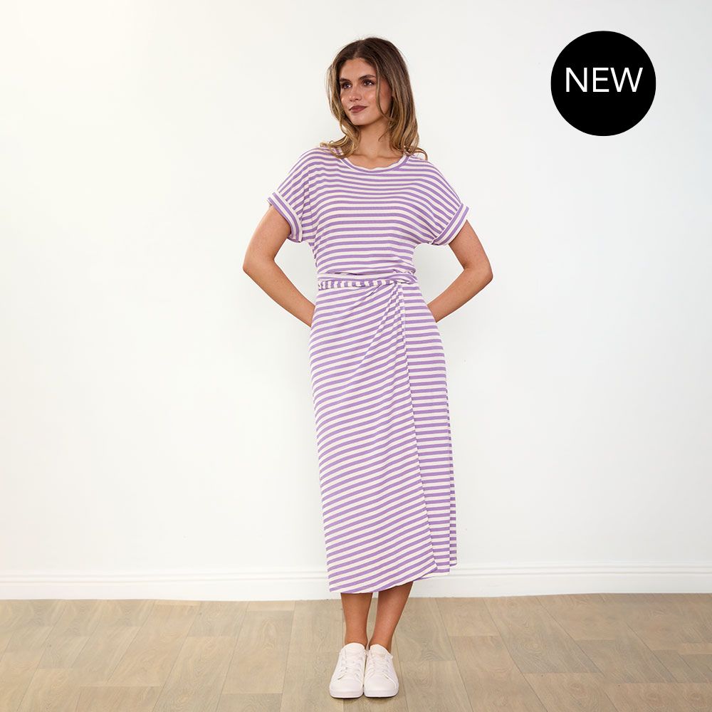 Lenny Dress (Purple Stripe)