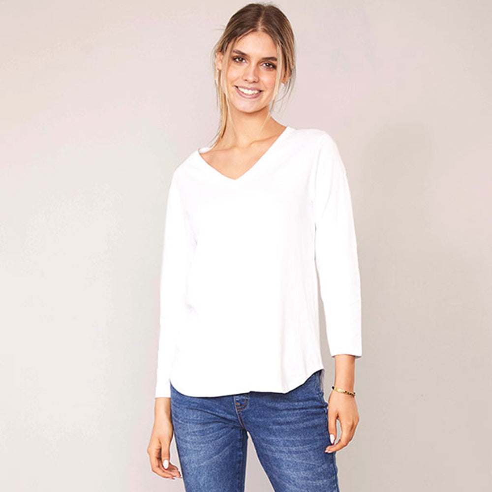 Lea Top V Neck (White)