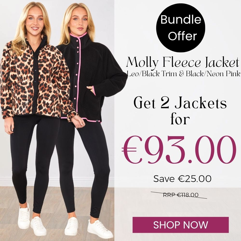 Molly Fleece Jacket (Black/Neon Pink Trim x Black/Leopard Trim) 2 for €93.00!