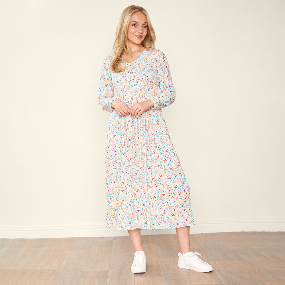 Lucy Dress (White Floral)