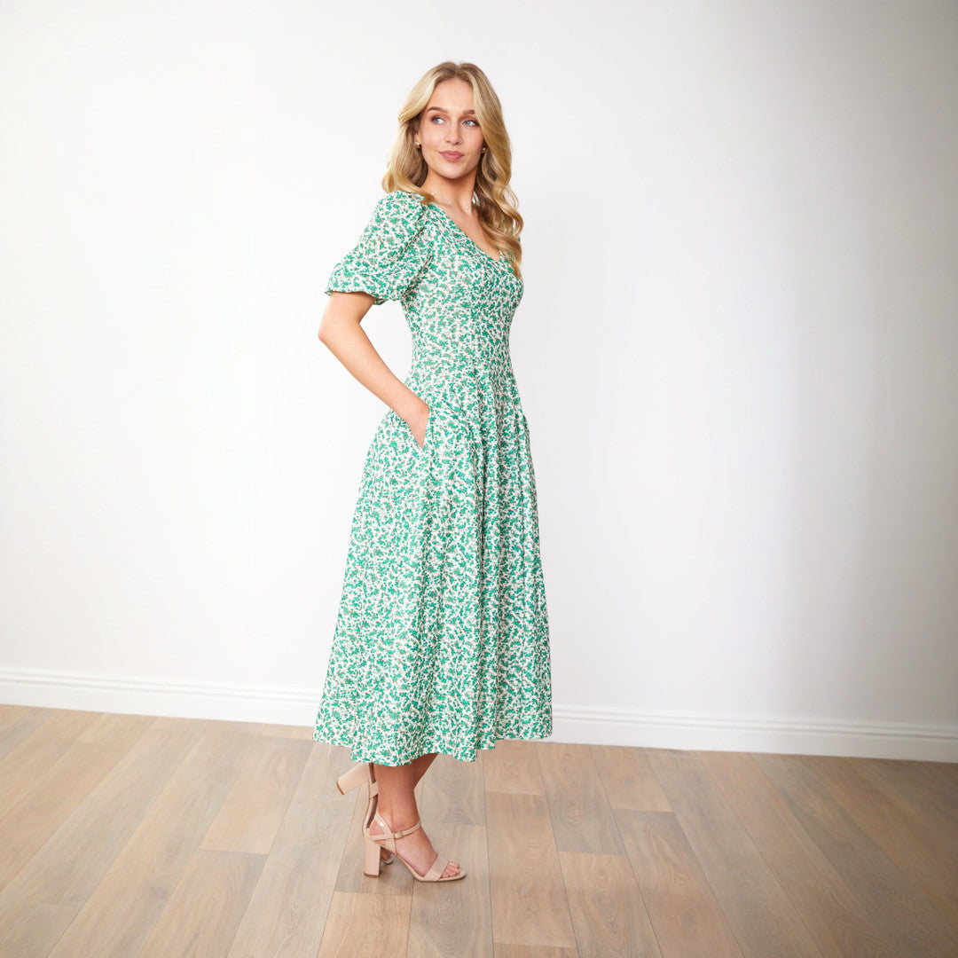 Lucy Dress (Green Floral)