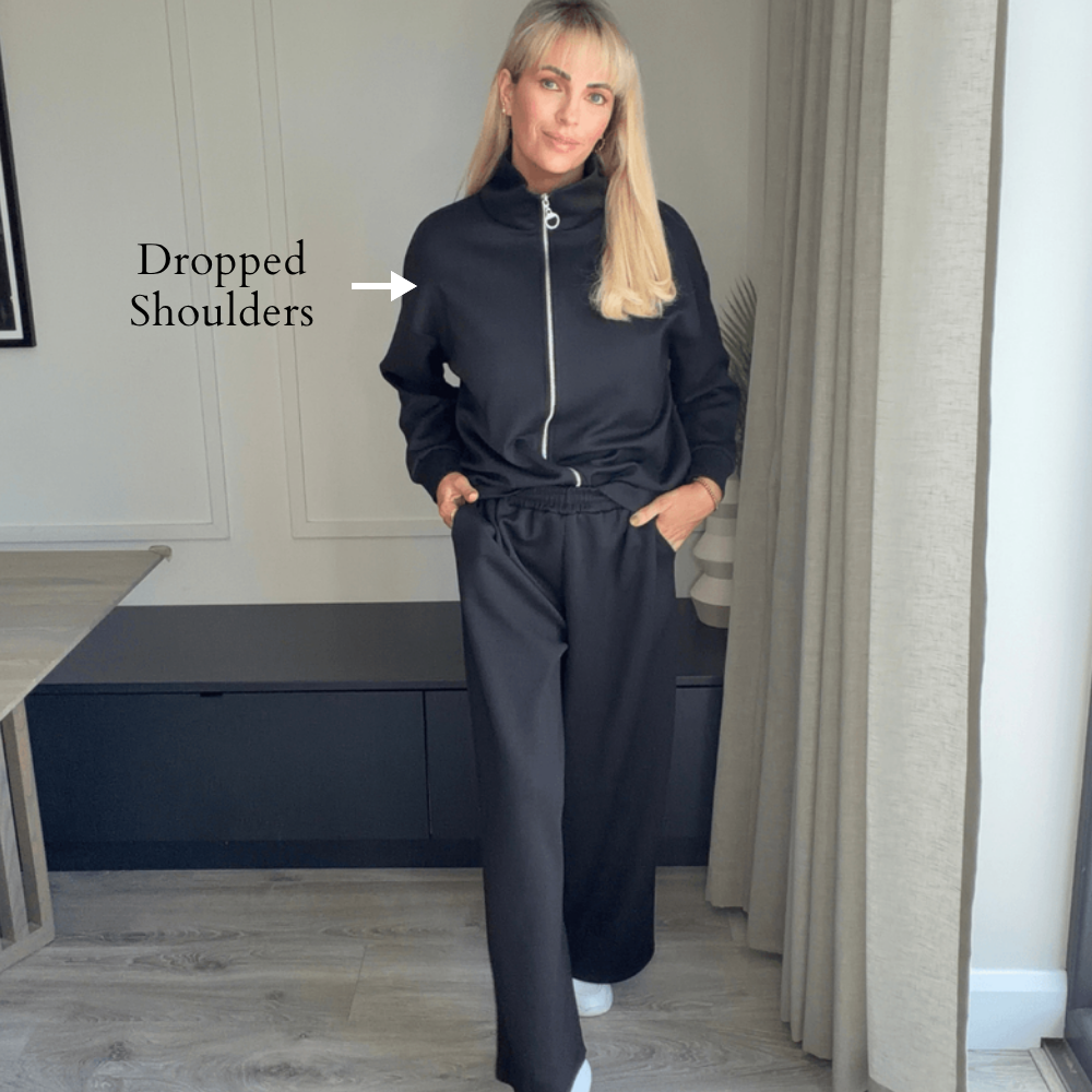Mara Co-ord (Black) - Dropped Shoulders