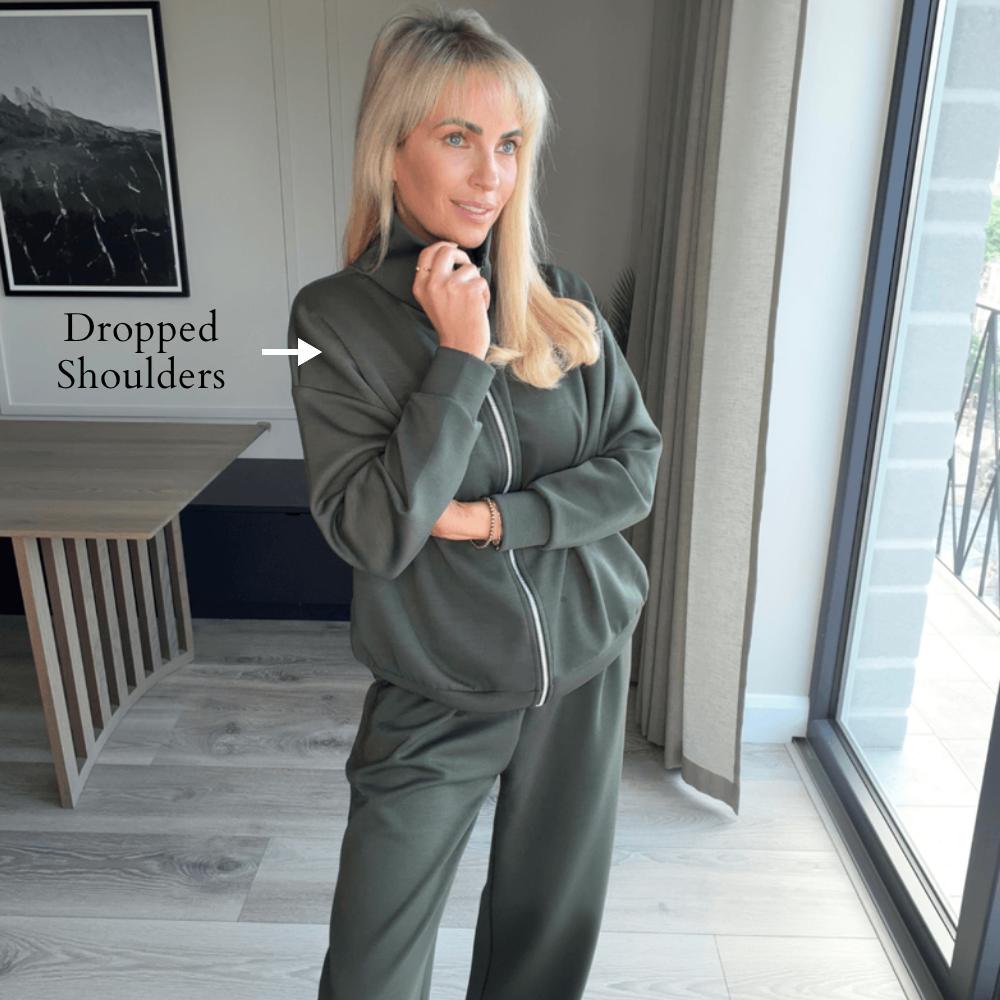 Mara Co-ord (Khaki) - Dropped Shoulders