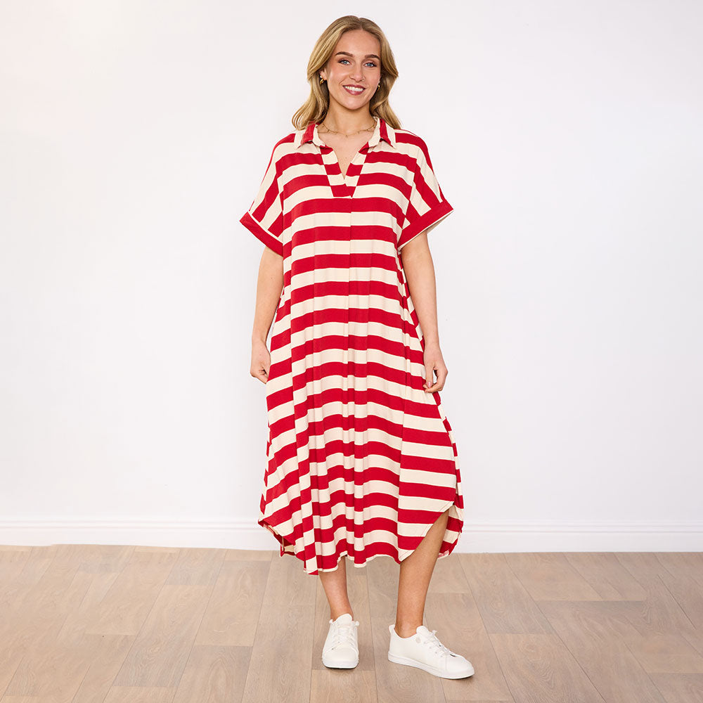 Maya Dress (Red Stripe)