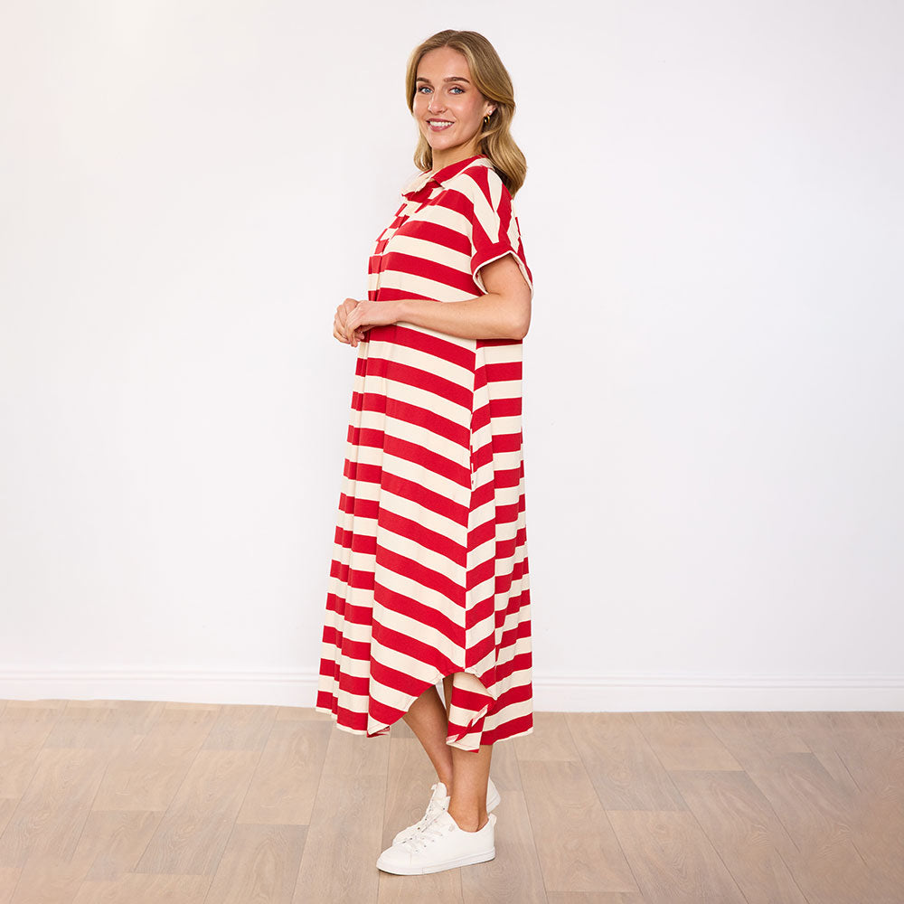 Maya Dress (Red Stripe)