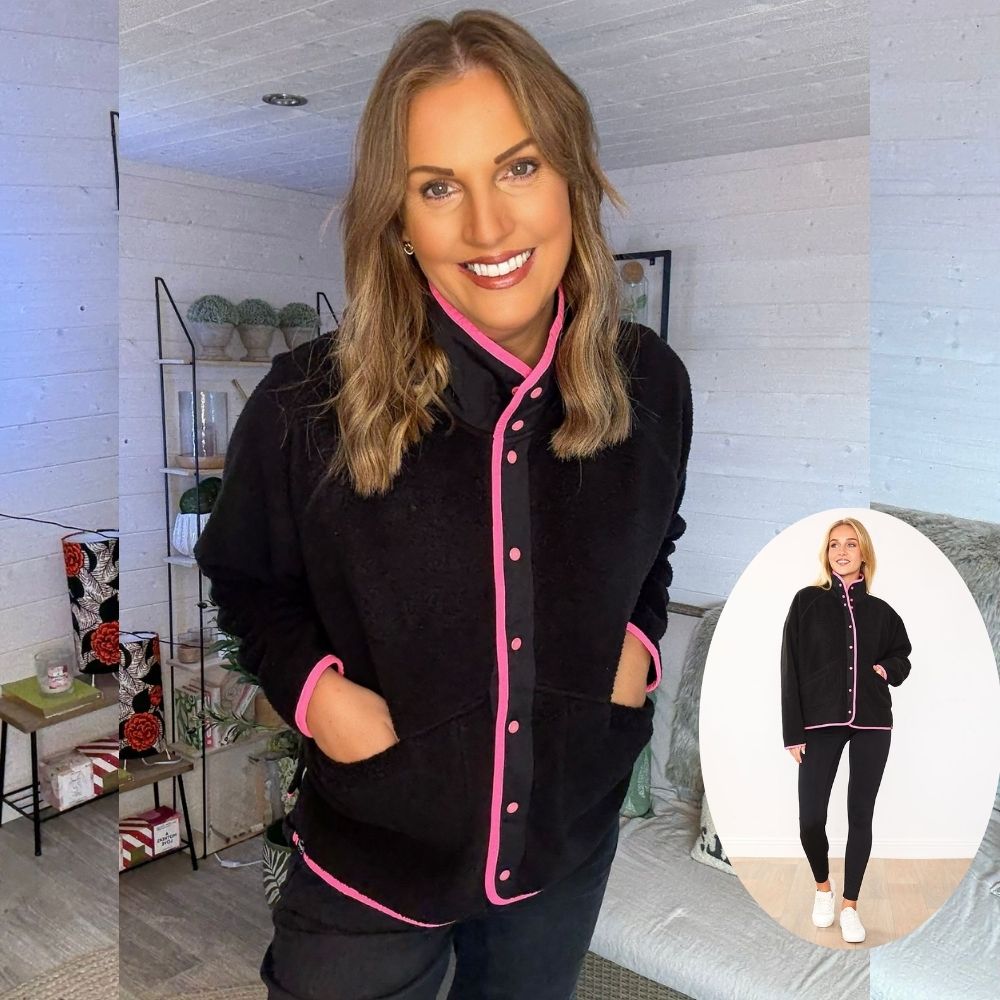 Molly Fleece Jacket (Black/Neon Pink Trim)