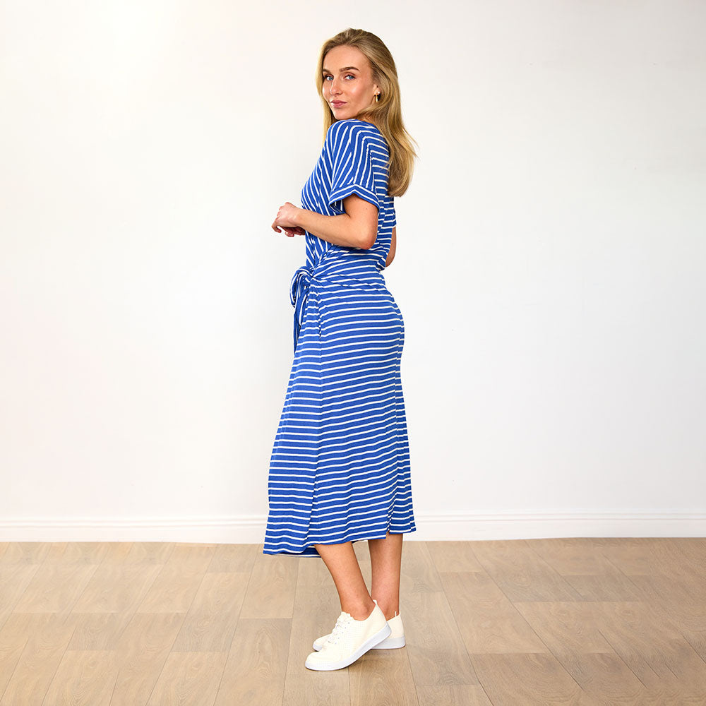 Muriel Dress (Cobalt Stripe)