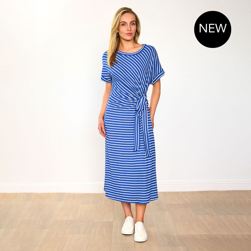 Muriel Dress (Cobalt Stripe)
