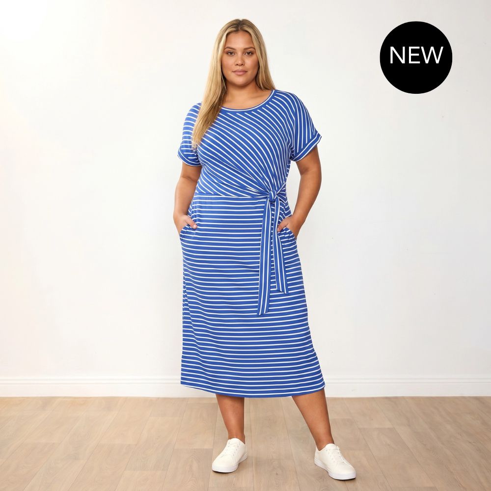Muriel Dress (Cobalt Stripe)
