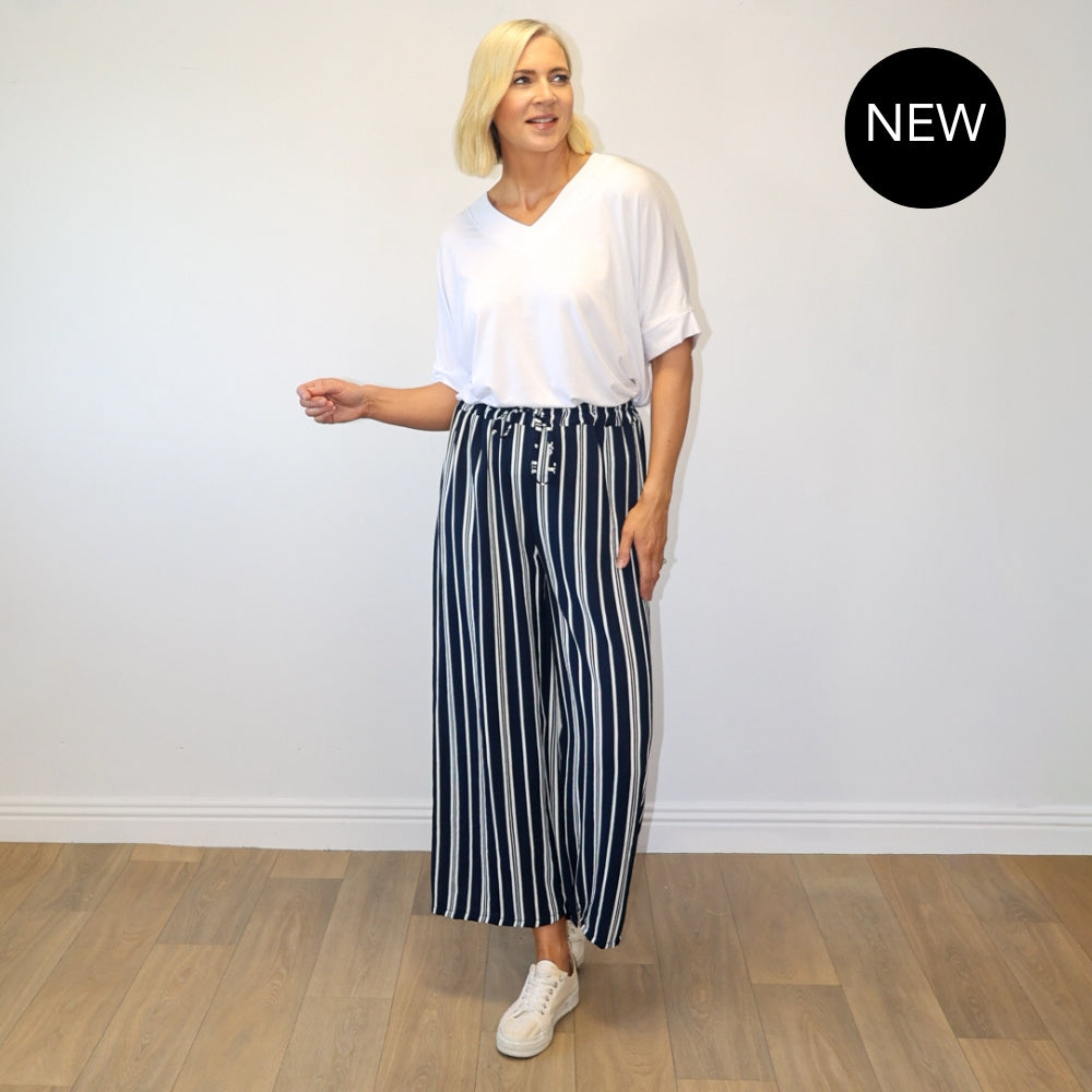 Zara Trousers (Navy/White Stripe)