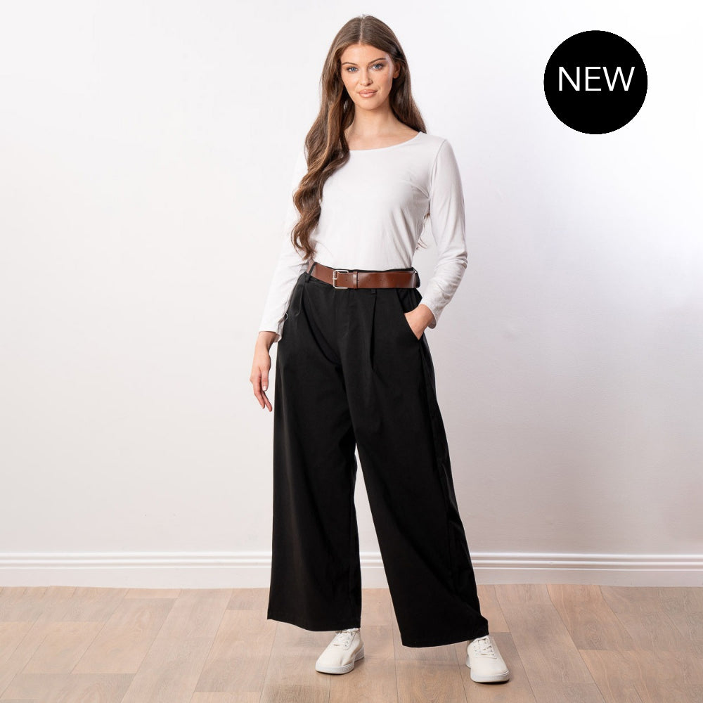 Nora Wide Leg Trousers (Black)