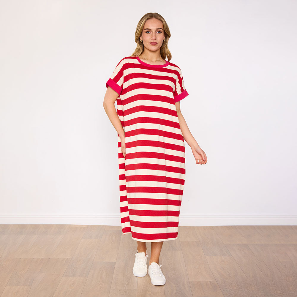 Rachel Dress (Red Stripe/Pink)