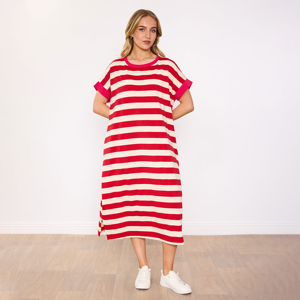 Rachel Dress (Red Stripe/Pink)