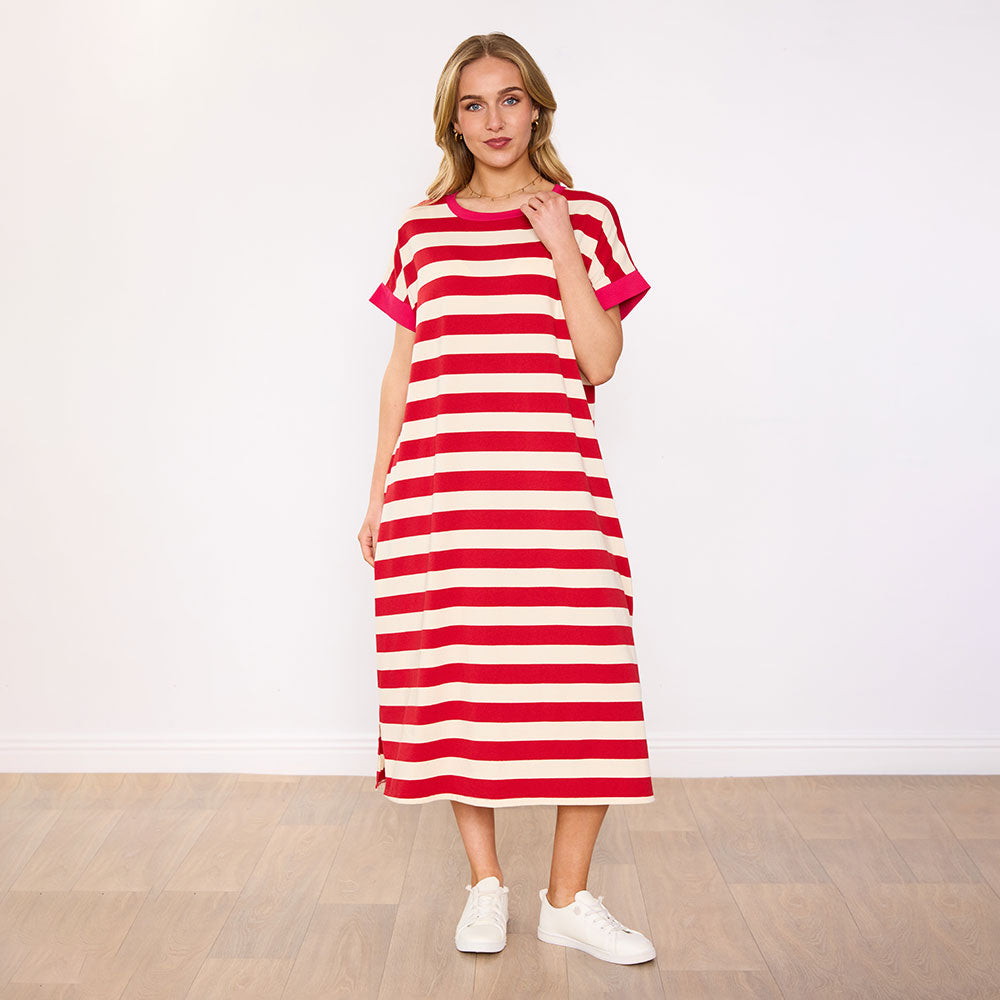 Rachel Dress (Red Stripe/Pink)