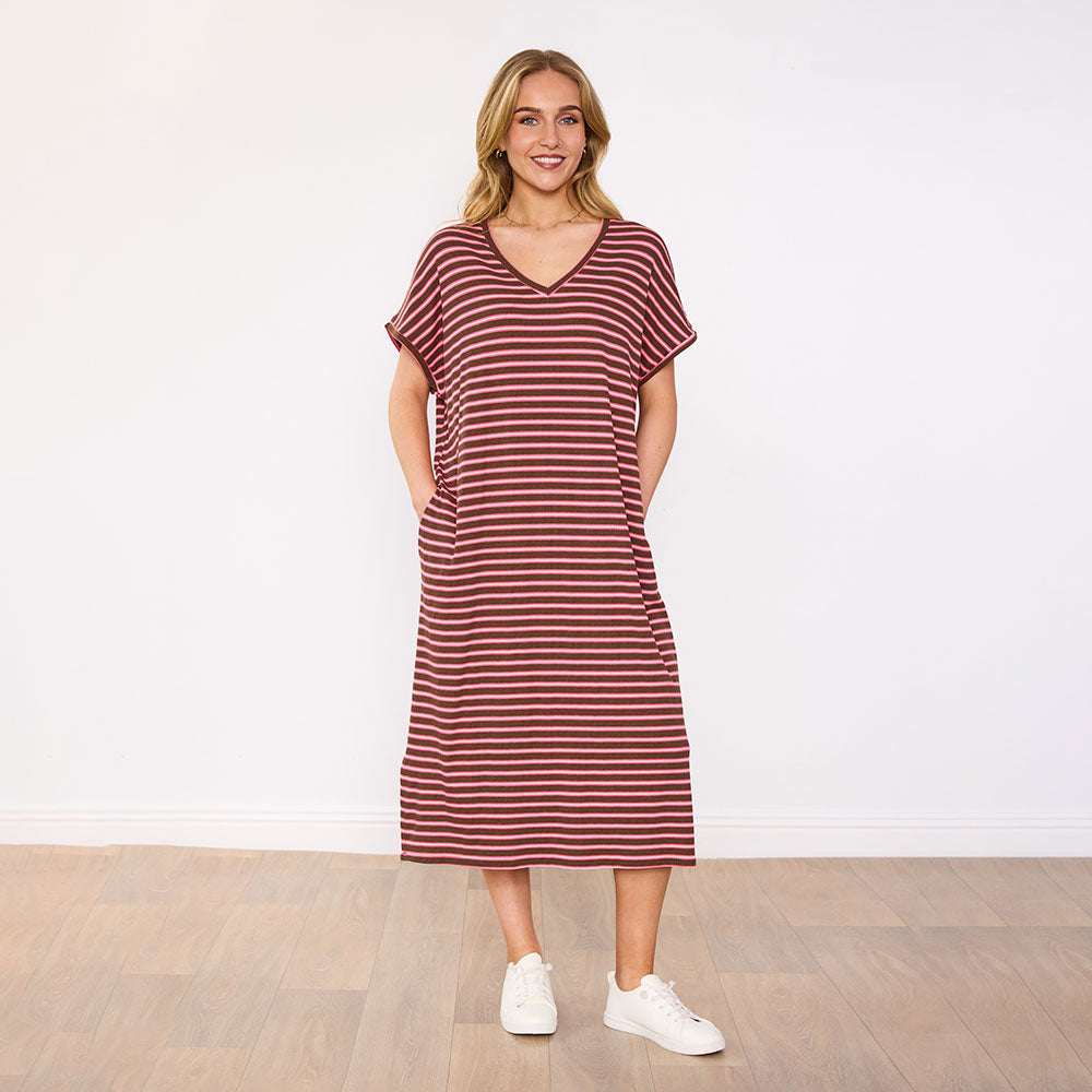 Rory Dress (Brown Stripe)