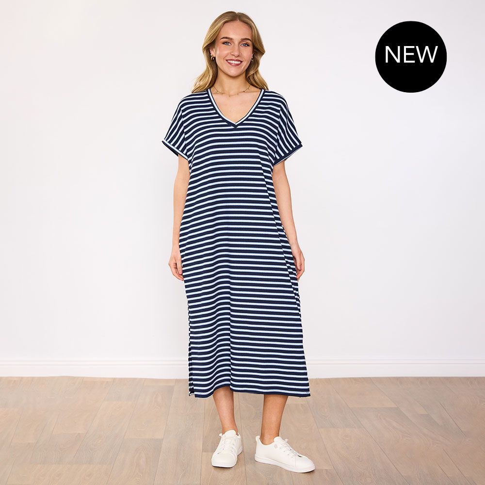 Rory Dress (Navy Stripe)