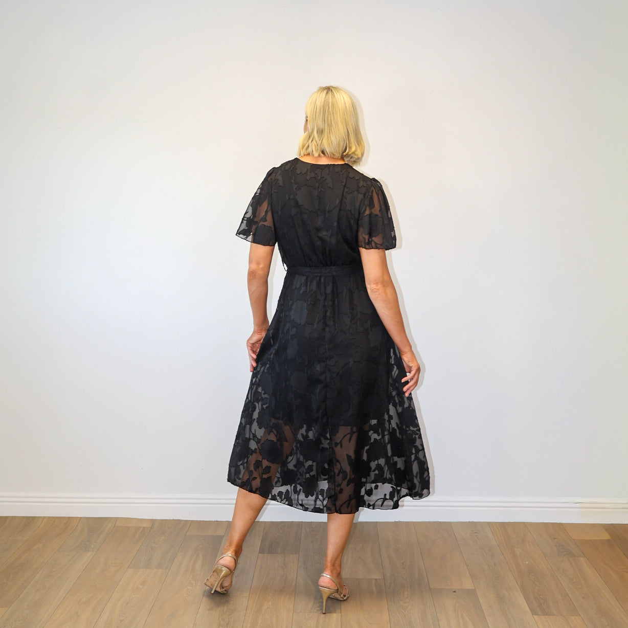 Rosie Floral Wrap Dress (Black)