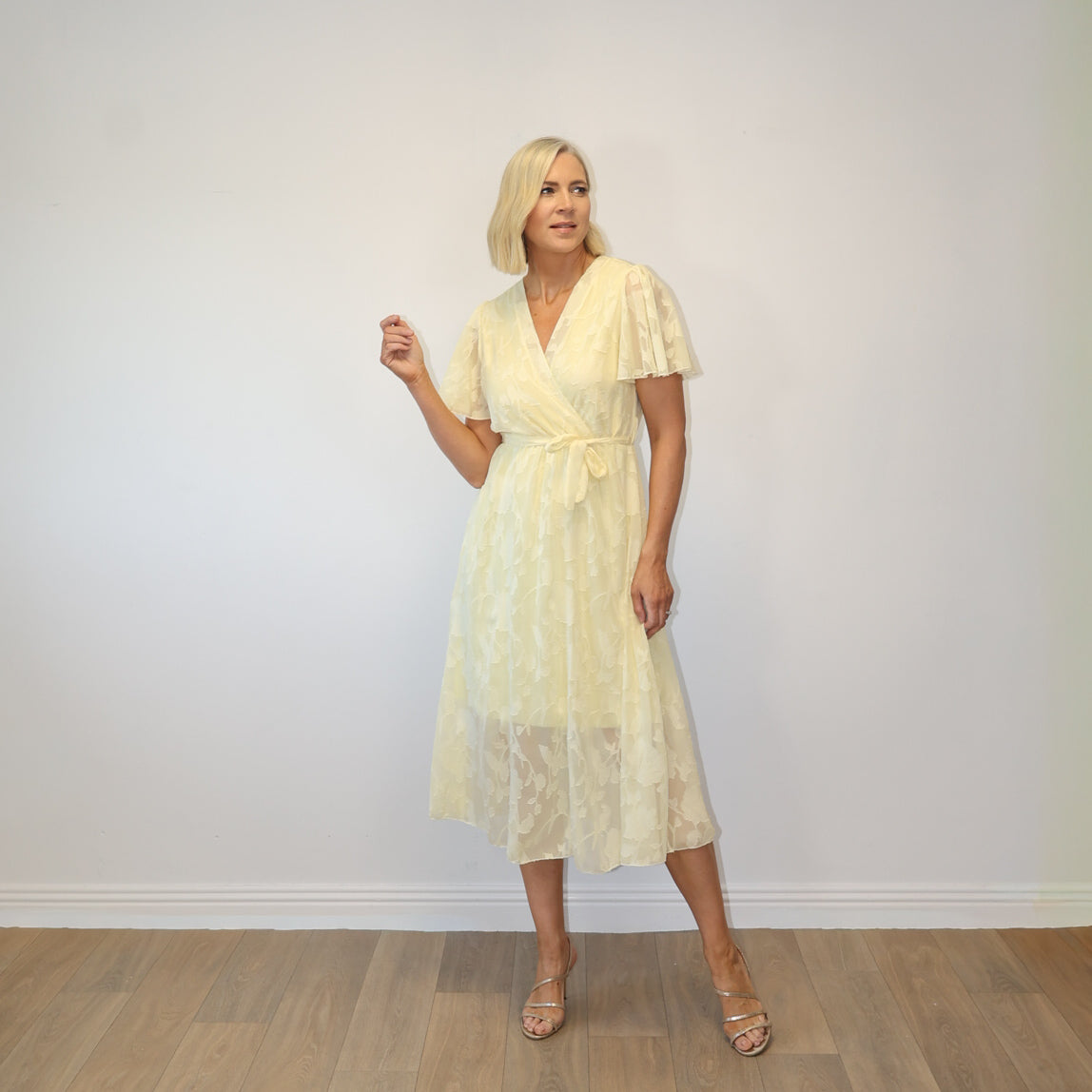 Rosie Floral Wrap Dress (Lemon)