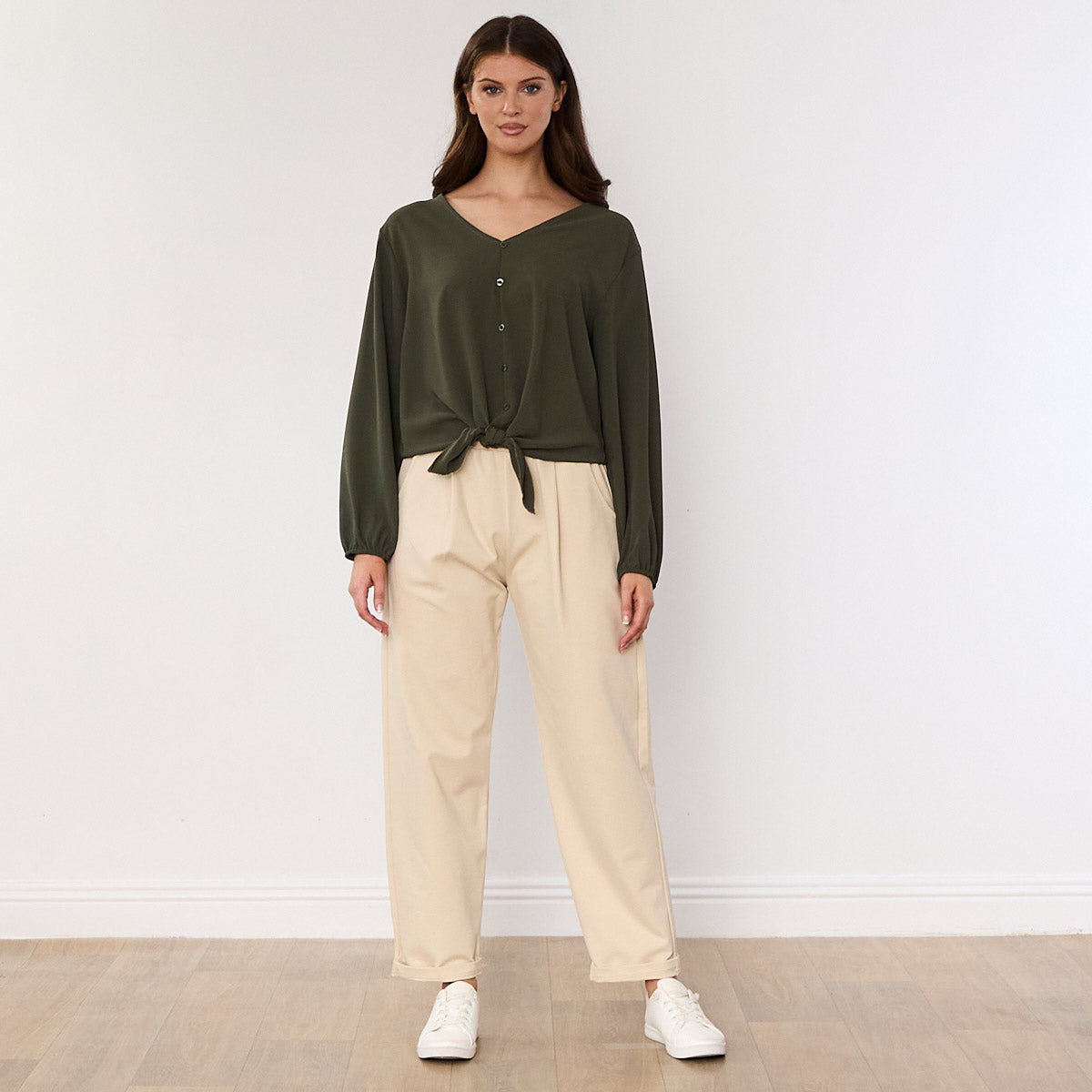Sandra Tie Top (Khaki)