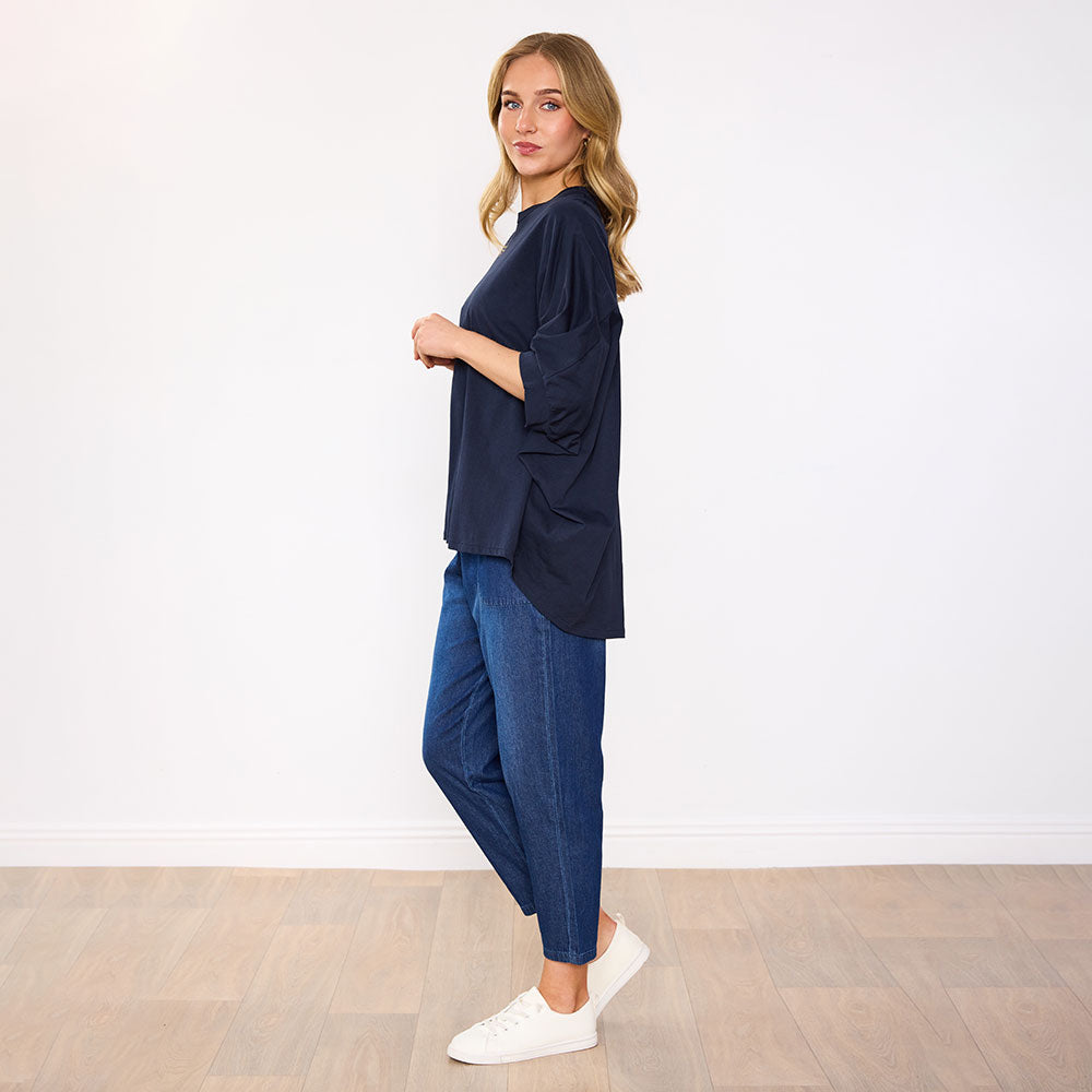 Sienna Oversized Top (Navy)