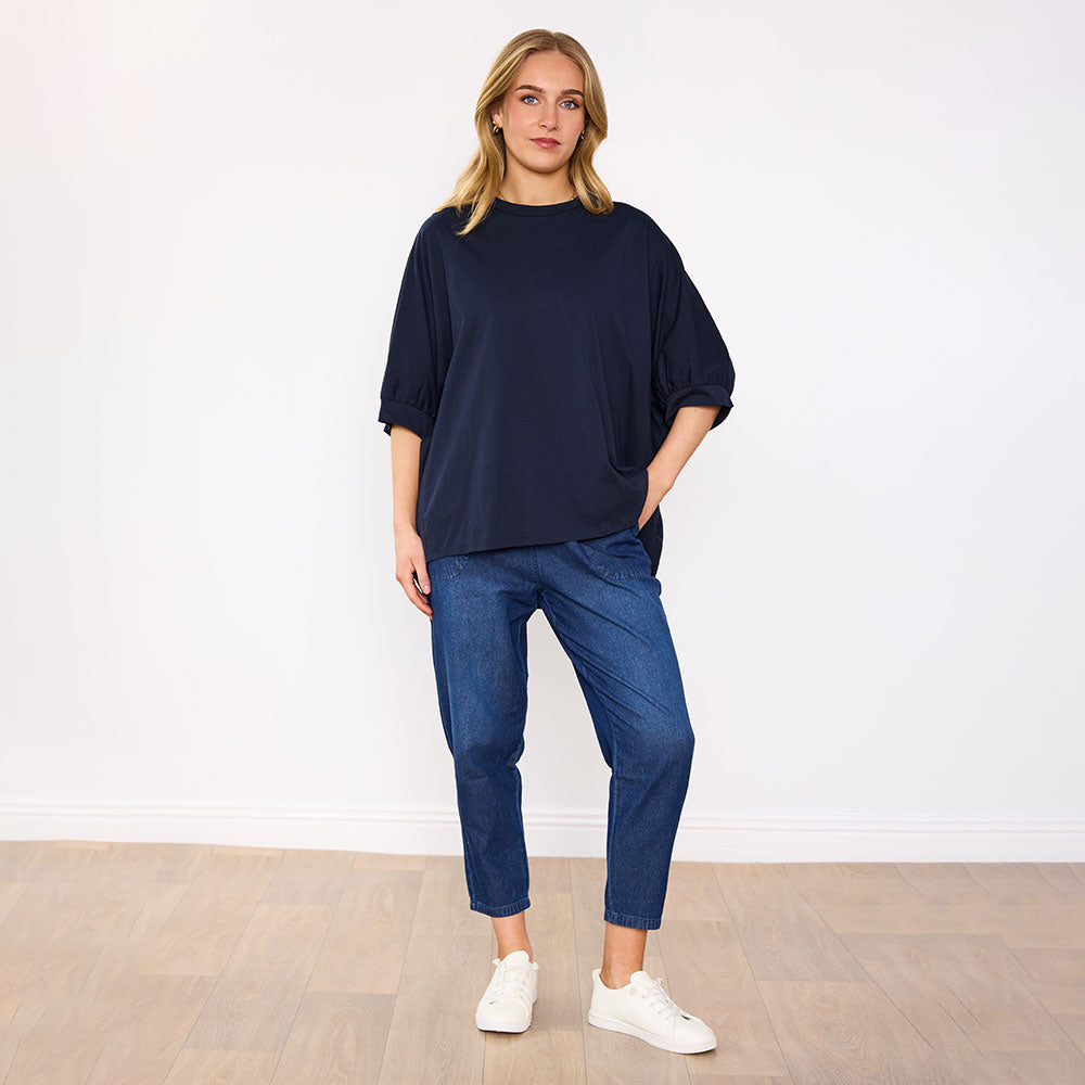 Sienna Oversized Top (Navy)