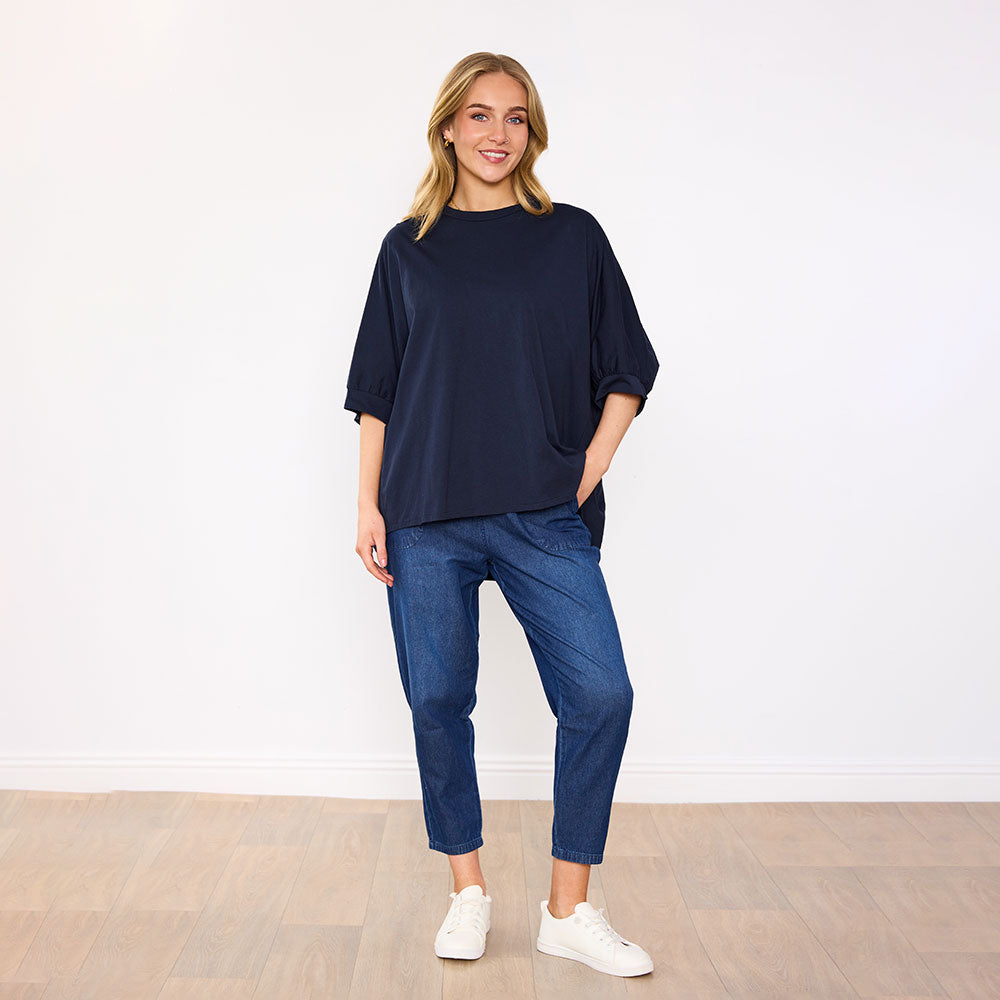 Sienna Oversized Top (Navy)