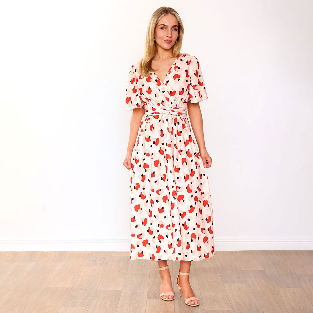 Teagan Dress (Peach Abstract)