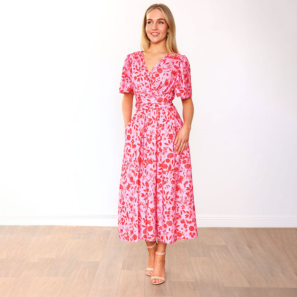 Teagan Dress (Pink/Red Floral)