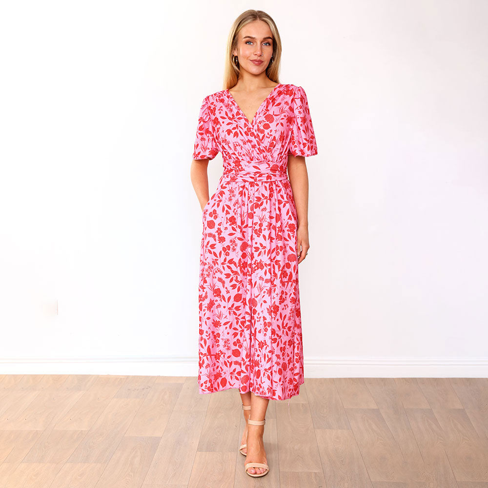 Teagan Dress (Pink/Red Floral)
