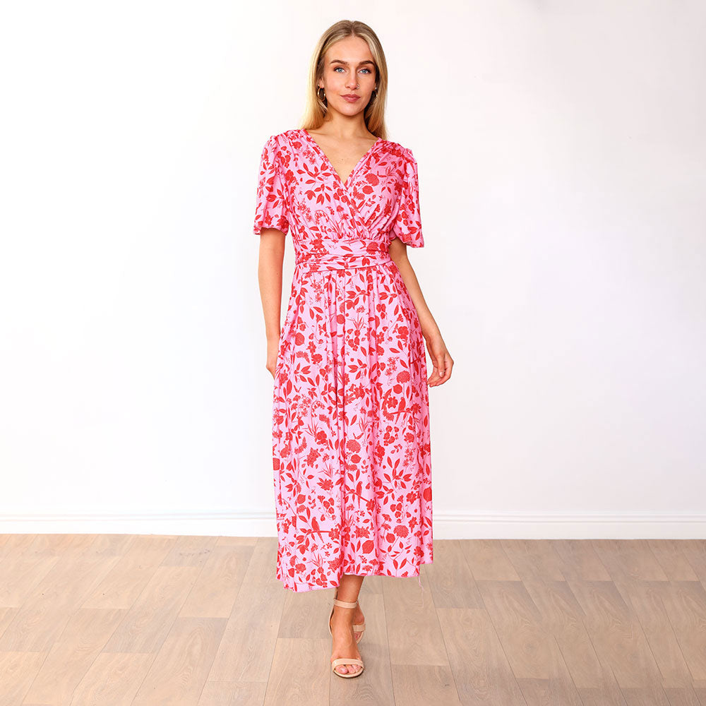 Teagan Dress (Pink/Red Floral)