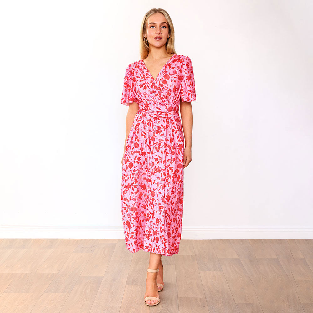 Teagan Dress (Pink/Red Floral)