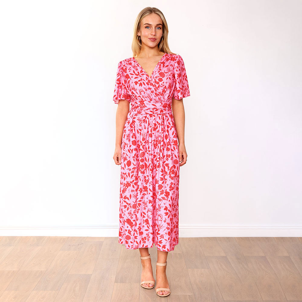 Teagan Dress (Pink/Red Floral)