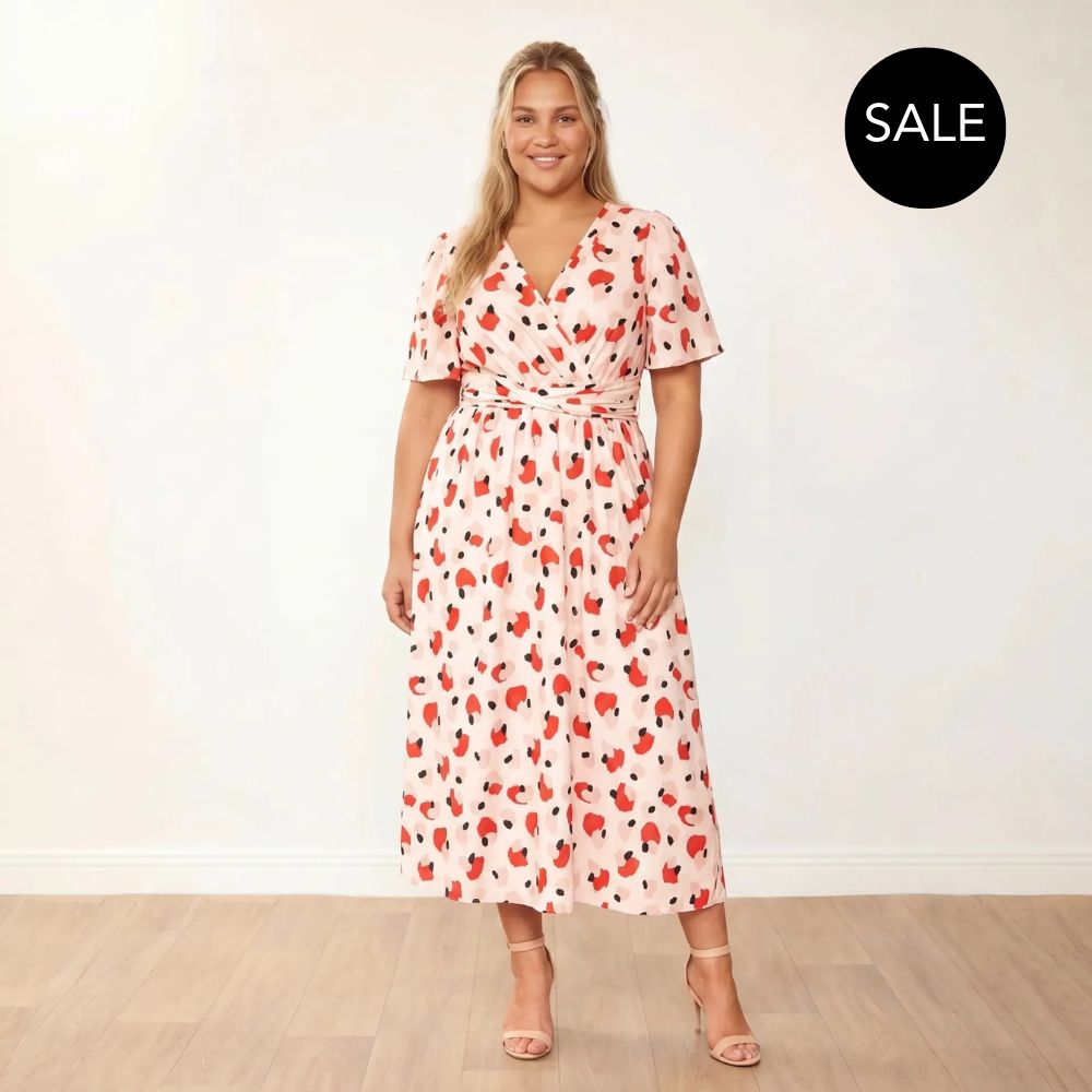 Teagan Dress (Peach Abstract)