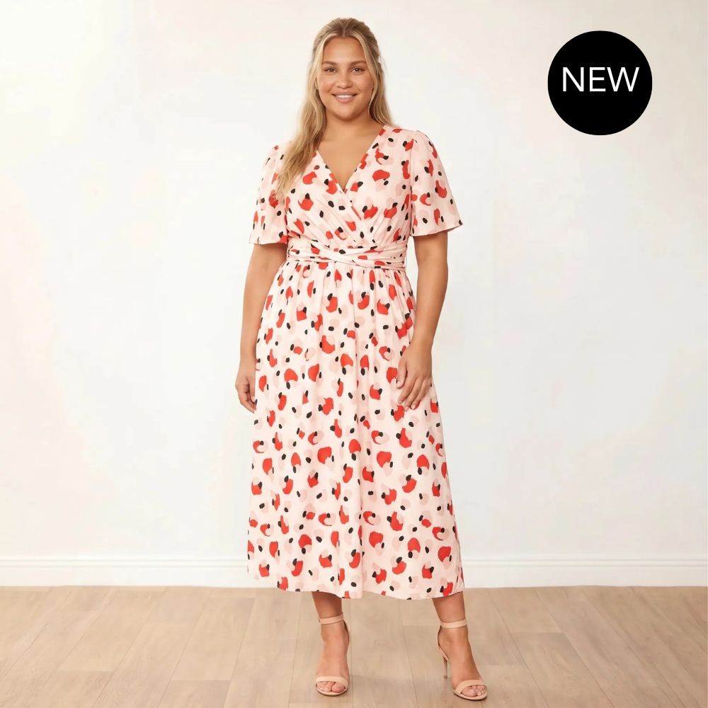 Teagan Dress (Peach Abstract)