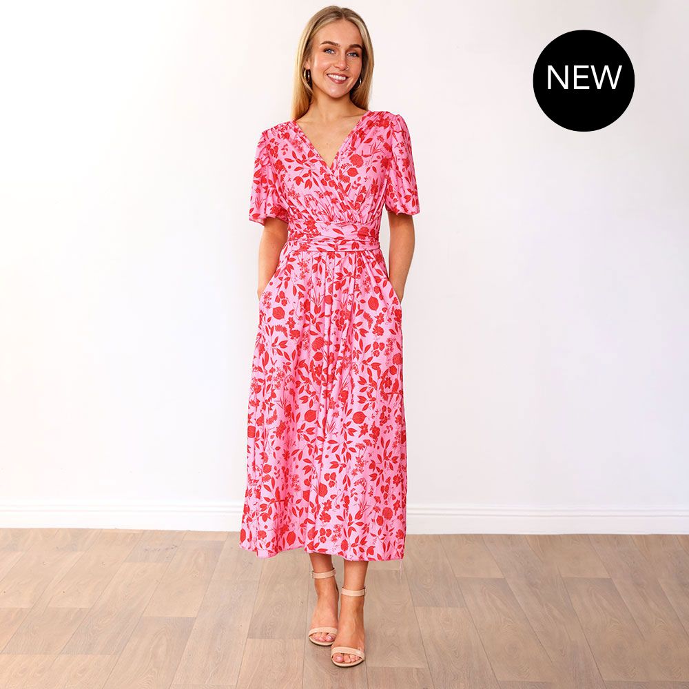 Teagan Dress (Pink/Red Floral)