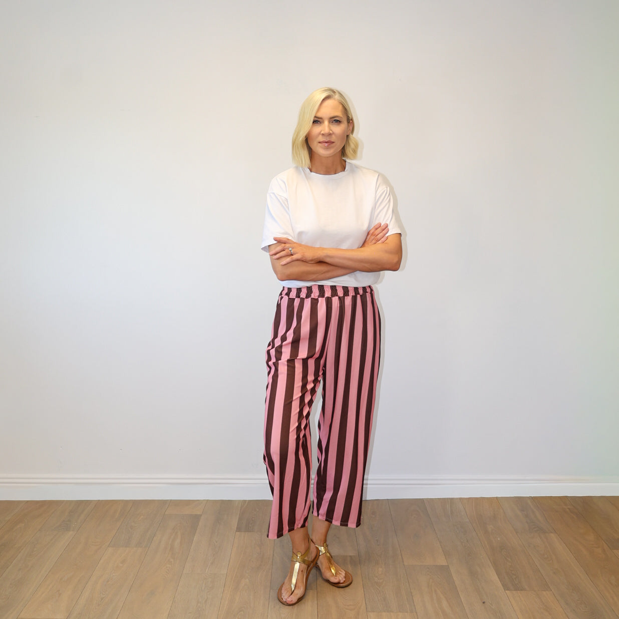 Tessa Trousers (Brown/Pink Stripe)