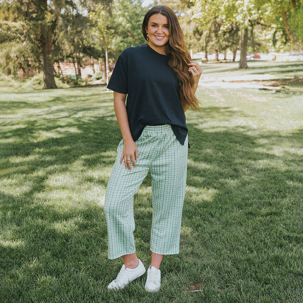 Tessa Trousers (Green Grid)