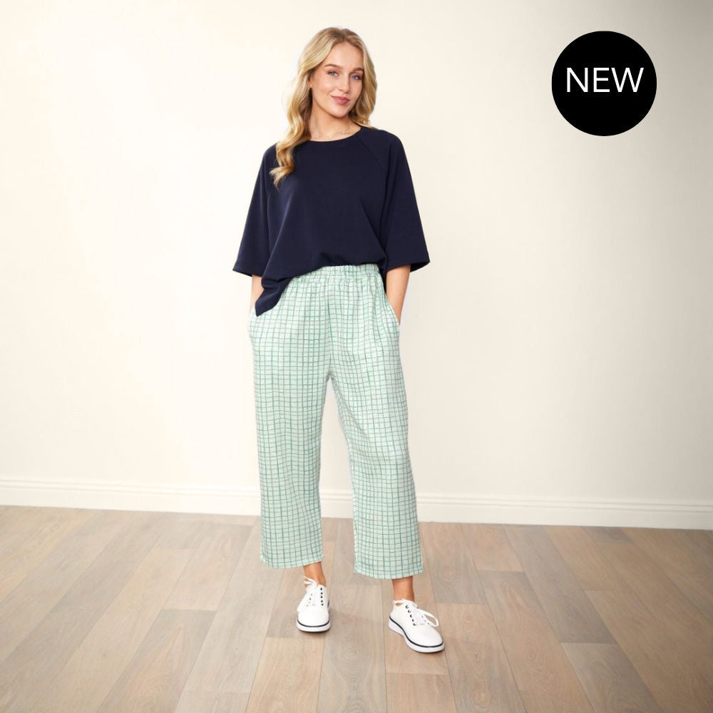 Tessa Trousers (Green Grid)