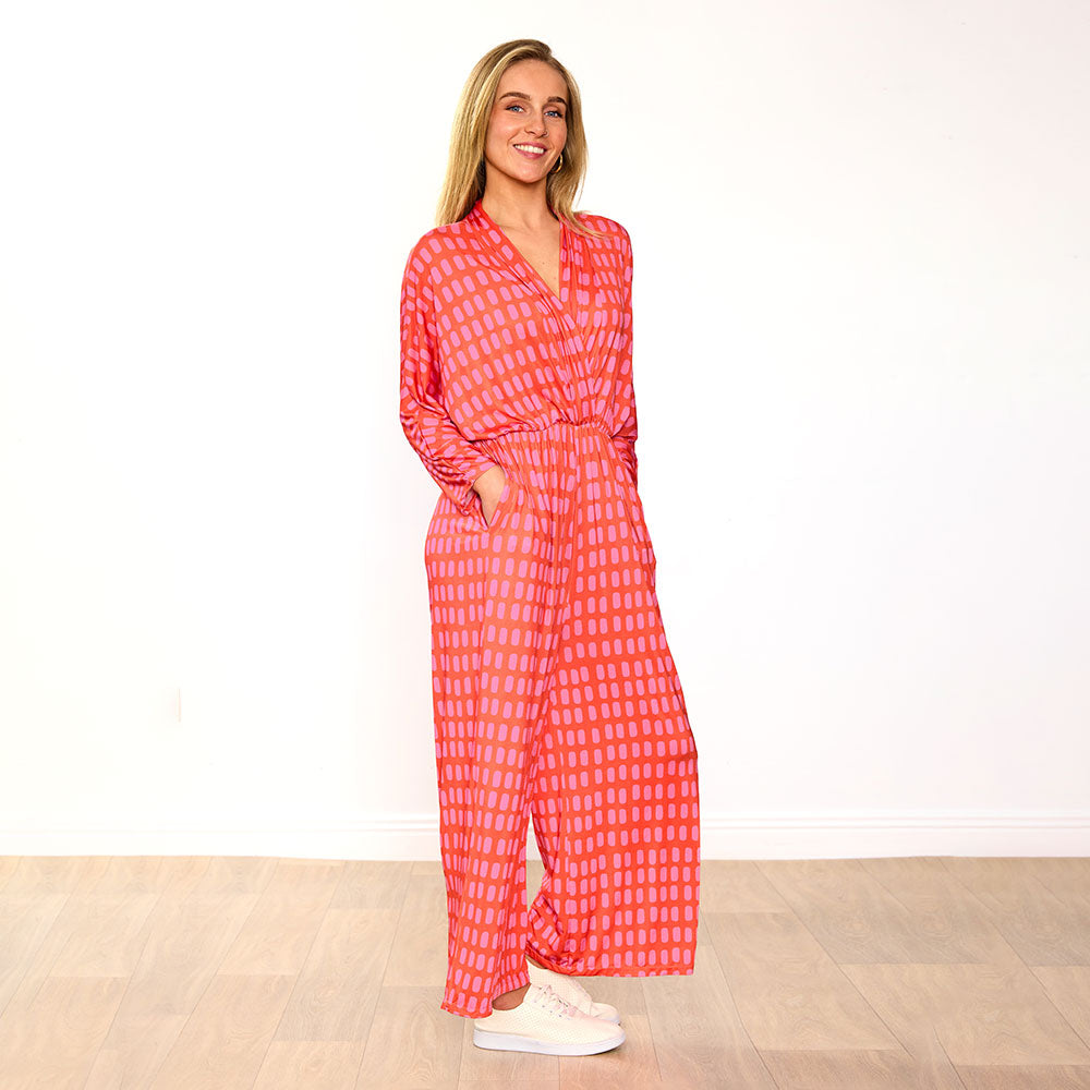 Vogue Jumpsuit (Pink/Red Grid)
