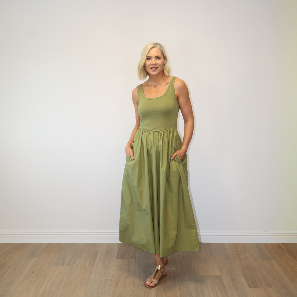 Willow Midi Dress (Olive)