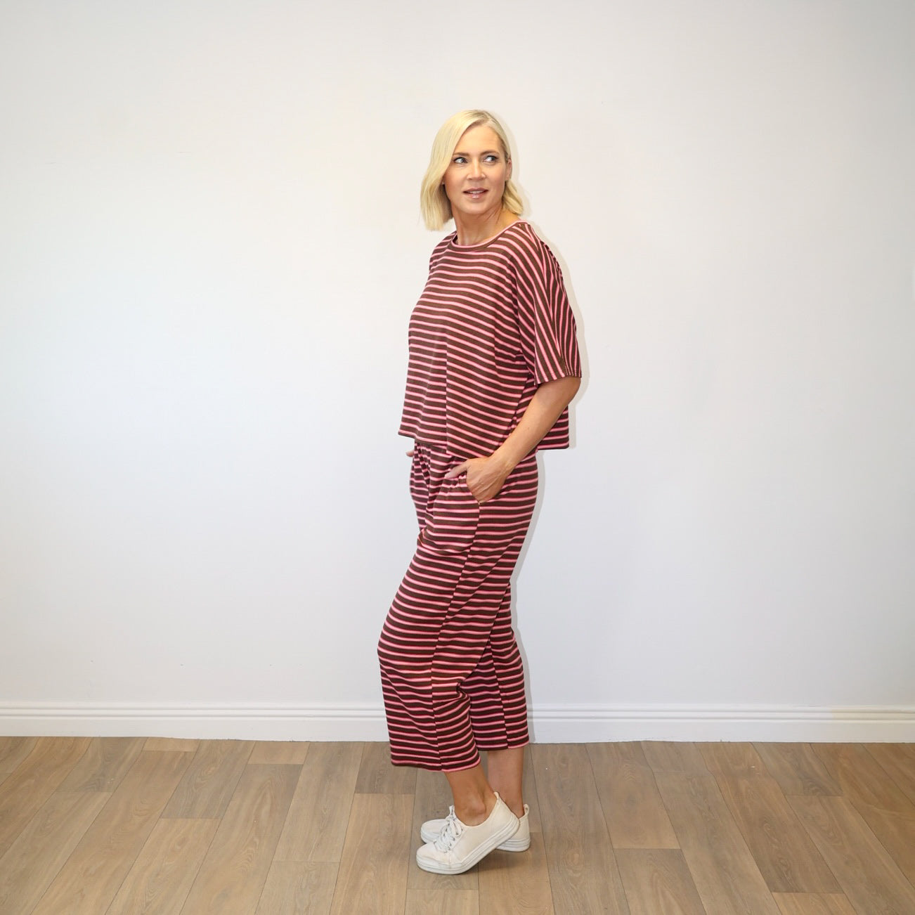 Yolanda Co-Ord (Coffee/Pink Stripe)