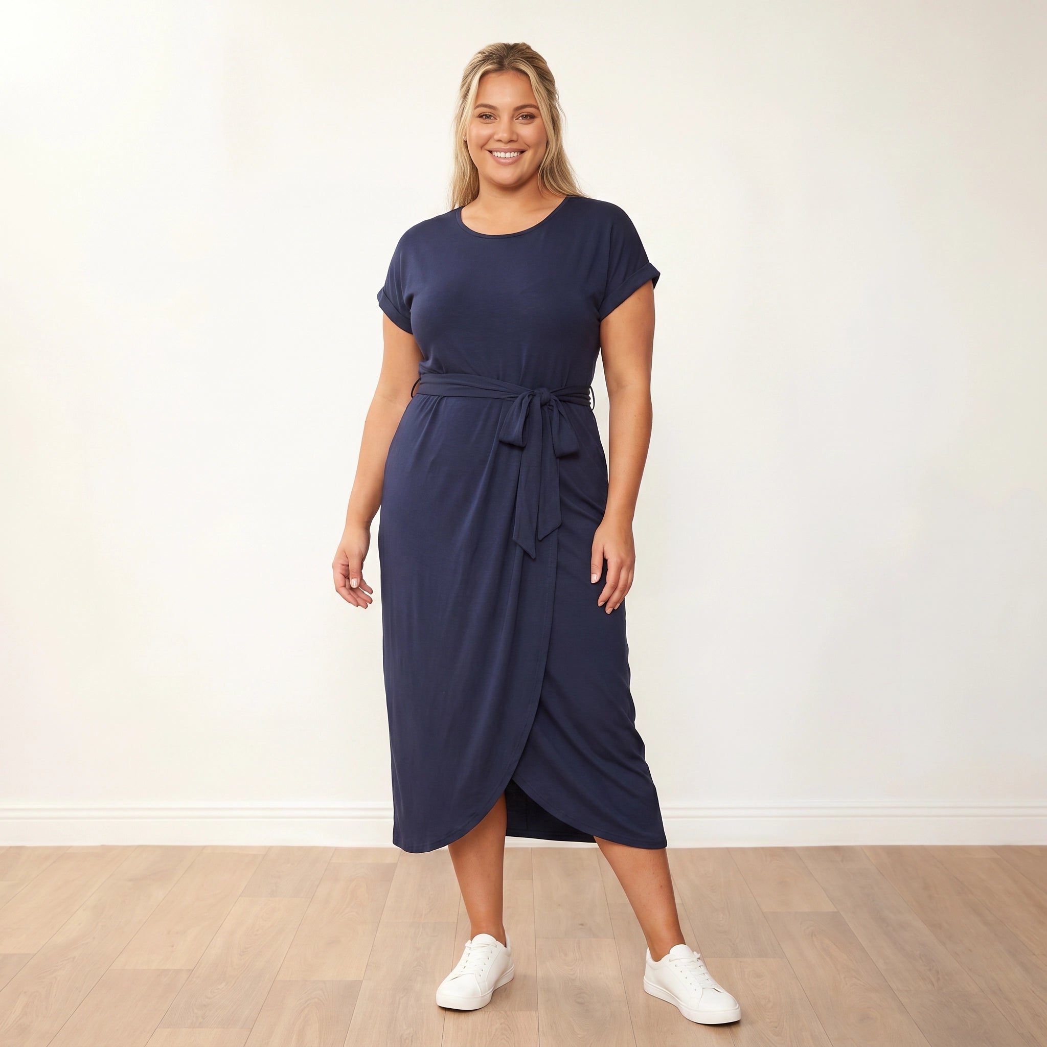 Lenny Dress Navy - Plus Size XXL - Front relaxed