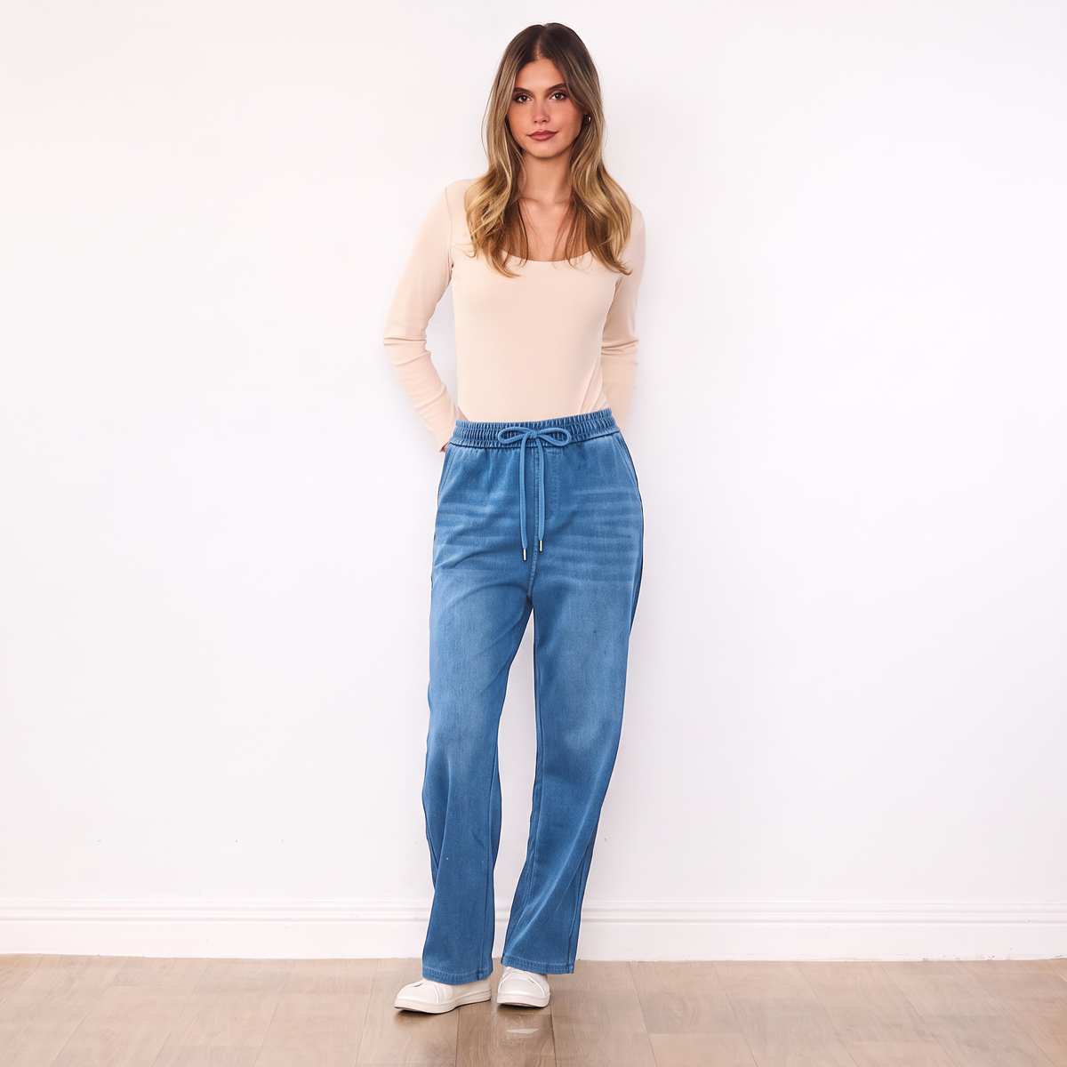 Dani Denim Jogger Pants - Light Blue