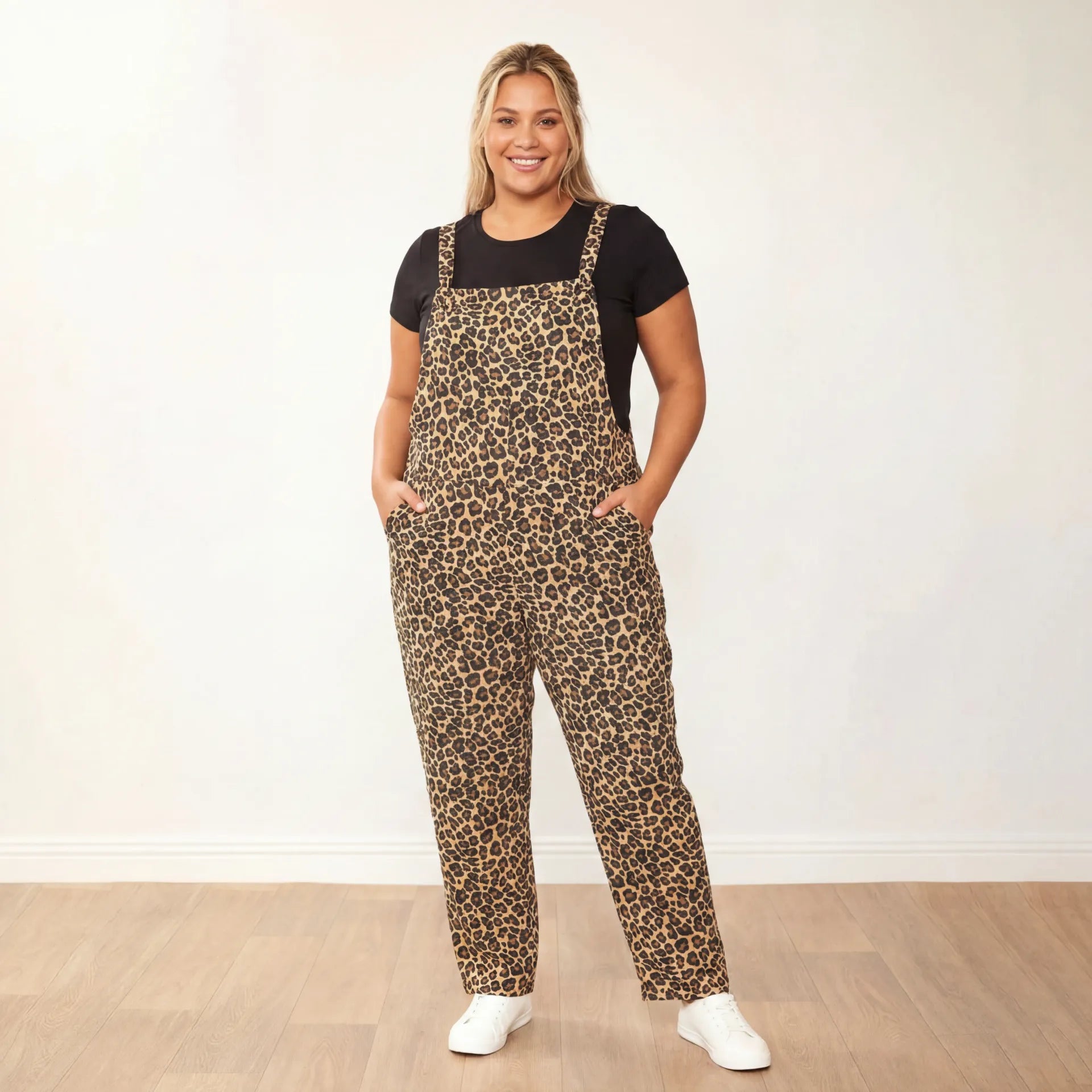 Ashley Dungaree in leopard print – women's dungarees – view 10